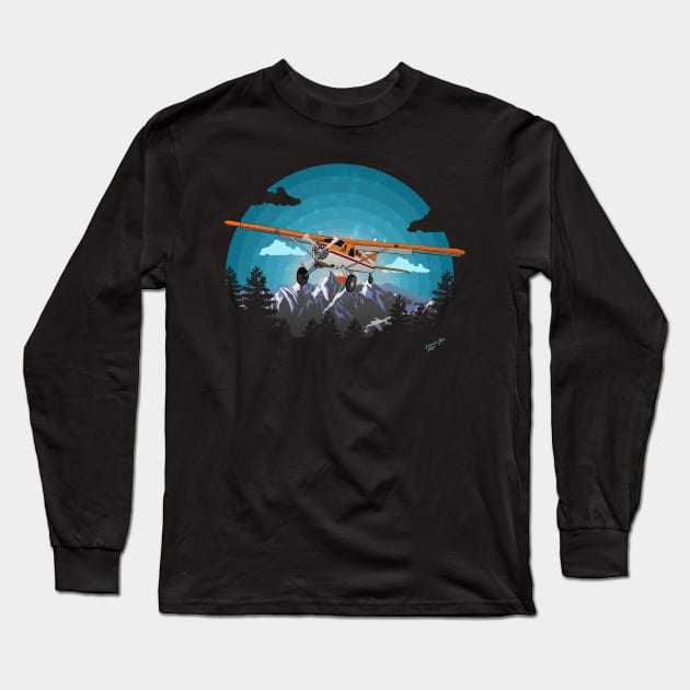 Twilight Flight DeHavilland DHC-3 Otter Airplane Design Long Sleeve T-Shirt by DesignedForFlight